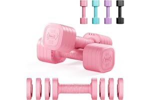 Dripex Adjustable Dumbbells Weight Set 2.5kg 5kg 10kg Dumbbell Pair, 4-in-1 Weight Dumbbells Set Women Men with Non-Slip Handle Home Gym Fitness