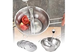 Gehanico Passiergerät Passiermühle Maschine zum Mahlen von Kartoffelpüree Rostfrei Mühle Presse mit 3 Lochscheiben Spülmaschinenfest Spiralschneider für Suppe Marmelade Brei Saucen Passiersieb