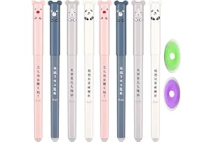 SWoob Erasable Pens 8pcs Rub Out Pen Erasable Pens Friction Pens Cute Cartoon Animal Pens Kawaii Pen Student Stationery Office Household Supplies (0.35mm)