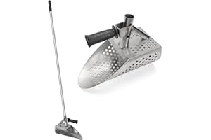 DIEGIMR Sand Scoops for Beach Metal Detecting, Metal Detecting Shovel with Long Pole Handle Handheld Stainless Steel Metal Detector Sand Scoop for Hunting Treasure Adult