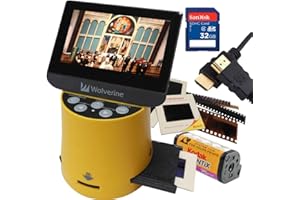 Wolverine Titan 8-in-1 20MP High Resolution Film to Digital Converter with 4.3" Screen and HDMI output, Worldwide Voltage 110V/240V AC Adapter, 32GB SD Card & 6ft HDMI Cable (Bundle)
