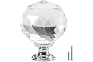 FURNIWARE 12 pezzi pomelli per cassetti in cristallo, 40 mm in lega di zinco cristallo maniglia per pomelli per mobili maniglie per guardaroba maniglie per mobili maniglie moderne