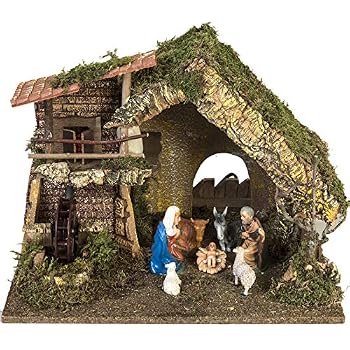 Holyart étable Crèche Noel Moulin à Eau 28x38x28 Cm Vide