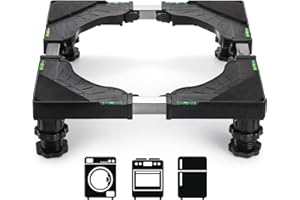 Hacaroa Mini Fridge Stand with 4 Strong Feet, Universal Washer and Dryer Pedestals Adjustable Refrigerator Stand, Multi-functional Washing Machine Base for Appliance, Black