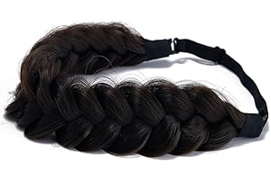 TOECWEGR Extensions Haarband Haarreifen Zopf Geflochten Classic Chunky Wide Plaited Wedding Fluffy Braids Wig Women Girl Beauty Accessory (Brown svgnr swirl highli ghts A04)