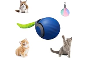 AFGQIANG Speedy Tail 2.0 – Jouet interactif pour chat d'intérieur – Balle à mouvement automatique – Rechargeable par USB – Deux vitesses de réglage – Avec queue de rechange (bleu)