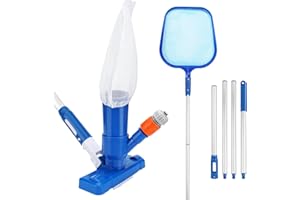Auniq Vakuumsauger Pool Reinigungsset, 2 in 1 Poolsauger Poolreinigung Bodensauger mit 160cm Stangen, Pool Bodensauger Pool Reinigungsset mit Skimmernetz für Tauchbecken, Spa, Teich und Whirlpool