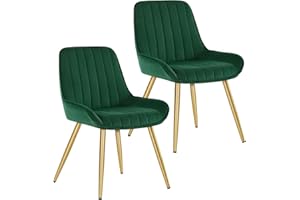 ‎LESTARAIN Lestarain Esszimmerstühle 2er Set, Retro Küchenstühle Wohnzimmerstühle Sitzfläche Aus Samt Retrostuhl mit Metallbeine Besucherstuhl Stuhl für Esszimmer Wohnzimmer Küche Dunkelgrün