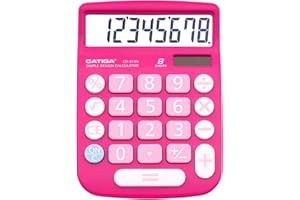 CATIGA CD-8185 Calculatrice de Style Bureau et Maison Écran LCD à 8 Chiffres Convient pour Bureau et Utilisation en déplacement Rose