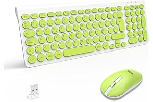 LeadsaiL KF29 Teclado y Raton Inalámbrico, Pack Teclado Raton Inalambrico Silencioso, Español QWERTY, Compacto, Teclado numérico, Receptor USB 2.4 GHz para Mac, PC, Ordenador Portátil-Verde