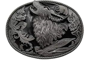 YONE Howling Wolf Coyote Brocade Cowboy Belt Buckle