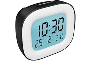‎HOMVILLA HOMVILLA Wecker Digital, Wecker Batteriebetrieben Bettseite - Tischuhren mit Temperaturanzeige, Schlummerfunktion und Hintergrundbeleuchtung für Reisen, Schlafzimmer(Schwarz)