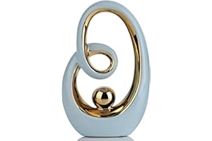 XMGZQ Statua d'oro blu chiaro Scultura di arte astratta Home Decor Moderno Accenti di decorazione blu chiaro Statue astratte per soggiorno Mensole Libreria Scaffale Ufficio Decorazione Desktop