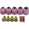 RIVERWELD 13pcs TIG Gas Lens Collet Body 45V43 13N22 (1.6mm) 45V44 13N23 (2.4mm) 45V45 13N24 (3.2mm) Ceramic Cup 53N59#5 53N60#6 53N61#7 53N61S #8 Fit WP 9 20 25