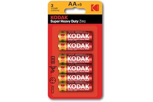 KODAK Super Heavy Duty | AA Batteries | Double A | Disposable Household | Carbon Zinc | 1.5V |6 Blister Pack