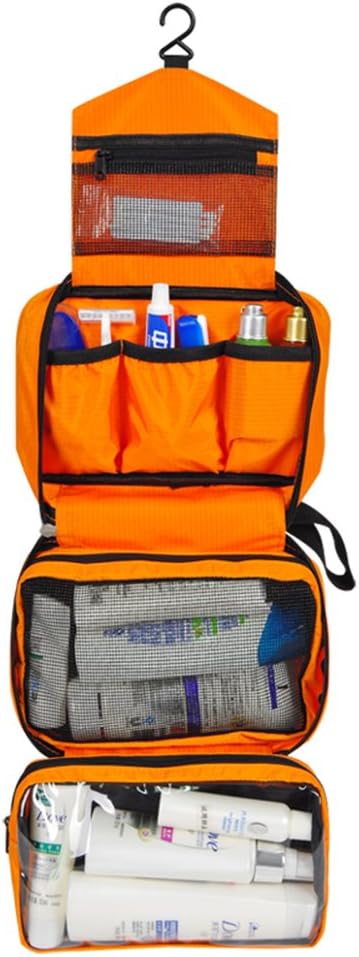 jiemei Hanging Toiletry Bag Waterproof, Travel Wash Bag for Men & Women with 4 Compartments, Foldable Compact Size, Super Durable Fabric