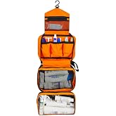 jiemei Hanging Toiletry Bag Waterproof, Travel Wash Bag for Men & Women with 4 Compartments, Foldable Compact Size, Super Dur