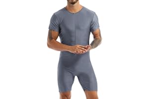 ranrann Men's One Piece Solid Modified Leotard Gymnastic Wrestling Singlet Tank Unitard Athletic Bodysuit