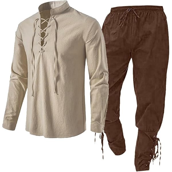 Middeleeuwse kleding voor heren, renaissance-kostuumset met broek, riem