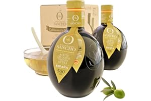 AROMA & TRADITION SANCHO Aceite de Oliva Virgen Extra Picual con Cornicabra Pack Premium 2x 500ml Botella Vidrio AOVE SANCHO Gourmet Intenso Aromatico Cosecha Temprana Primera Extracción en Frío Origen España DOP La Mancha