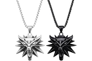 VBRHFRIF Men's Wolf Head Pendant Necklaces, Clothing Decoration, Interesting Stainless Steel Necklaces