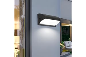 GOECO Applique da Parete Esterno LED, 18W Moderno Lampada da Parete, Nero Luci da Esterno Parete in Alluminio per Garage, Porta d'ingresso, Patio, IP65 Impermeabile, 6500K Luce Bianco Freddo
