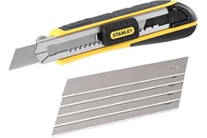 STANLEY - FATMAX STANLEY FATMAX cúter de cartucho 18 mm con rueda de bloqueo, carril de acero inoxidable, cambio rápido de hoja y almacenamiento automático, negro/amarillo 0-10-481