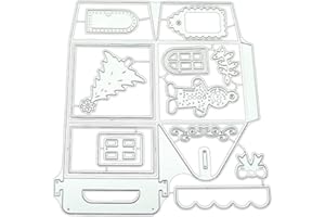 MCTIES TankMR, Matrice da taglio per creazioni fai-da-te su carta, stencil, album per ritagli e decorazioni artigianali, motivo: casetta natalizia