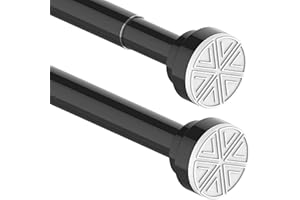 AIITOMG 1 Soporte para Cortinas, Barra de Cortina sin Agujeros, Extensible, sin Óxido, Barra de Cortina de Ducha para Armario, Baño, Ventana, Puertas, Negro, 60-85 cm