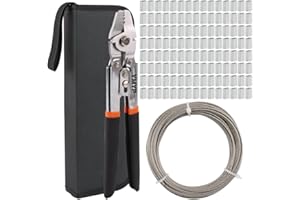 YMYP Up to 2.2mm Wire Rope Crimping Tool with 120 Pcs Sleeves 98FT 1/16’’ Stainless Steel Wire Rope Kit, M1.5 Aluminum Double Barrel Ferrule, SwagingTool with Cutting Function