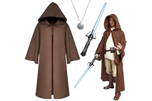 Ansamy Disfraz Bata con Capucha Halloween, Disfraz para Hombre con Capucha, Cosplay Disfraces de Caballero para Carnaval Halloween