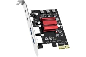 GLOTRENDS U3044AC Carte d'extension PCIe USB 3.0 5Gbps à 4 Ports (2 x Type-C+ 2 x Type-A) pour Plateformes Intel, AMD et Arm, Compatible avec Windows et Linux (ne supporte Pas Mac OS)
