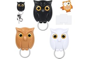 ZOOMARLOUS 3PCS Owl Key Holder, Automatic Open Close Eyes Owl Magnetic Key Holder, Self Adhesive Wall-Mounted Owl Magnetic Key Holder, Key Racks Hanging Key Wall Key Holder