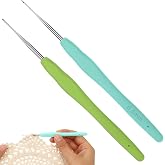 JJUNW 2 Pieces Mini Crochet Hooks Set, 0.5mm 0.6mm Small Crochet Hooks with Soft Handle Crochet Hooks and Knitting Needles, U