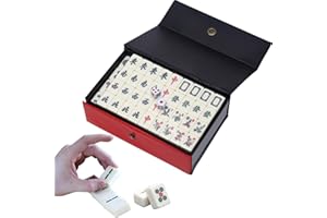 Abonda Chinese Mahjong Game Set, 144 Mah Jong Tile Set for Playing, Traditional Easy Carry Toys Set for Chinese Style Game, Mahjong Game