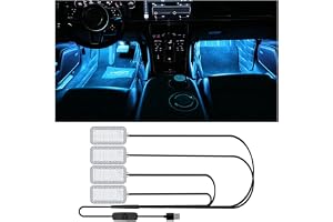 Azonee Car Interior LED, Waterproof LED Strip for Car Interior, USB Powered Ambient Footwell Lights, Customizable Ice Blue, Blue Pink Colors, Easy Installation, Universal for Cars, ATVs, RVs (Blue 5V)