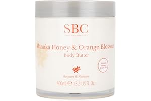 SBC Skincare Burro per il corpo al miele di Manuka e fiori d'arancio, 400 ml, lozione per il corpo idratante per pelli secche e sensibili