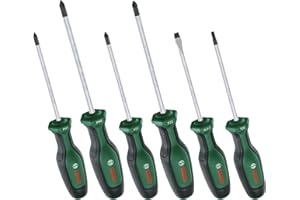 Bosch Juego de destornilladores, 6 piezas (6 destornilladores de alto rendimiento para bricolaje; acero S2; empuñadura suave; punta magnética) - Amazon Edición