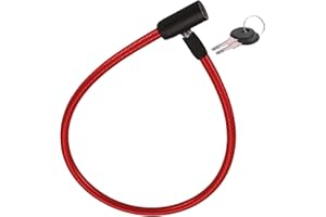 RENIMOVE Candado para patinete electrico reforzado de Cable 60 cm de Acero Resistente con Sistema de Cierre de Llave Seguridad Avanzada Duradero y Facil de Usar Protección Antirrobo Efectiva (Rojo)