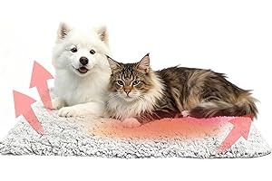KIKAWORD Self Heating Cat Bed 50 x 60 CM,Self Warming Cat Heated Pad,Thermal Pet Mat Blanket Soft,Noiseless,Electric-Free for Kitten Puppy Indoor & Outdoor Pets