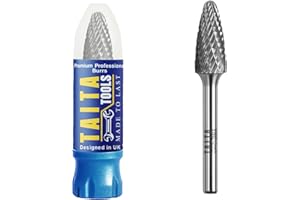 TAITATOOLS Carbide Burr 1/4" Shank, SF-5 Tungsten Double Cut Rotary Die Grinder Bits - Cutting Burrs for Milwaukee, Dewalt and Makita Die Grinder Accessories - Wood Carving Metal Working & Sturdy Storage Case