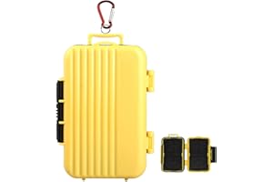 LXH Waterproof & Shockproof 24 Slots Luggage Memory Card Case Holder For 4 (CF) Compact Flash & 8 Secure Digital (SD) & 12 TF/Micro SD Card Storage Holder With Carabiner (Yellow)