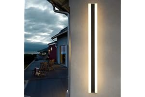 ‎LUOLONG LED Lange Wandlampe Villa Wandlampe Villa Porch Wandlampe Außen IP65 Wasserdicht Wandleuchten Schwarz Lange Lichtleiste Aluminium Aussen Wandlampe Acryl Warmes Licht Gartenleuchte-115CM,Warmes Licht