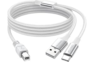 MOSWAG 2in1 USB2.0 Druckerkabel Midikabel Druckerkabel USB C auf MIDI Kabel A Stecker auf B Stecker USB C Scannerkabel Kompatibel mit Musikinstrument, Klavier, MIDI Keyboard, USB Mikrofon
