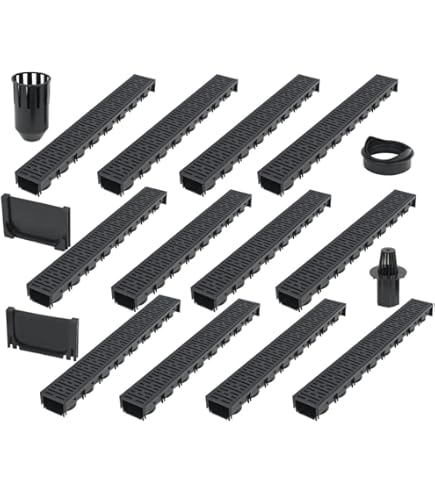 Lot de 3 caniveaux de drainage en acier galvanisé - 100 cm - avec