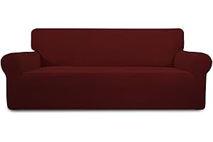 Greatime Stretch Sofabezug,Sofaüberwurf,Sofaüberzug,Sofahusse,Couchbezug,Möbelschutz,rutschfest,1-Stück Couch Schild,Haustier-Bezug (Weinrot,Übergroß-3-Sitzer)