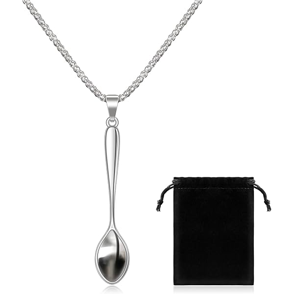 Set Di 4 Collane A Cucchiaio Con Portachiavi Incluso - Ciondolo Nascosto - Colori: Oro, Argento, Oro Rosa, Nero - Circonferenza 60 Cm - Ideale Per Ballo E Festa