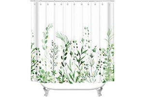 Lerores Duschvorhang 240x200cm Blumen Blätter Beschwerter Saum Antischimmel, Wasserdicht OberfläChe, Extra Breit Waschbar Polyester Badevorhänge für Badezimmer, Badewanne mit 15 Duschvorhangringe