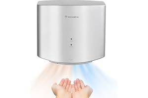 modunful Asciugamani Elettrico Compatto, Asciugamani Automatico Professionale, Asciugamani a Parete Commerciali per Bagno e Servizi igienici 1200W 220-240V, con Filtro Grigio