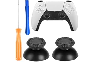OPVYAEU 2 x Ersatz Schwarz Thumbsticks für ps5/für ps4 Controller, Austausche Analogstick Thumb Grip Sticks Kappen Joysticks Aufsätze für ps5 Buttons Zubehör für ps4 Pro Slim Controller mit Werkzeug